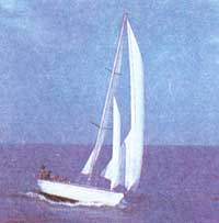 "Конрад-54" - морская крейсерско-гоночная яхта длиной 16,6 м, несущая паруса площадью 150 м2.
