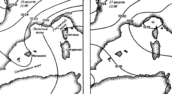 Рис. 33. Средиземное море Синоптические карты.