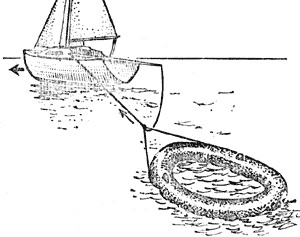 Управление яхтой при помощи буксируемой надувной лодки. 